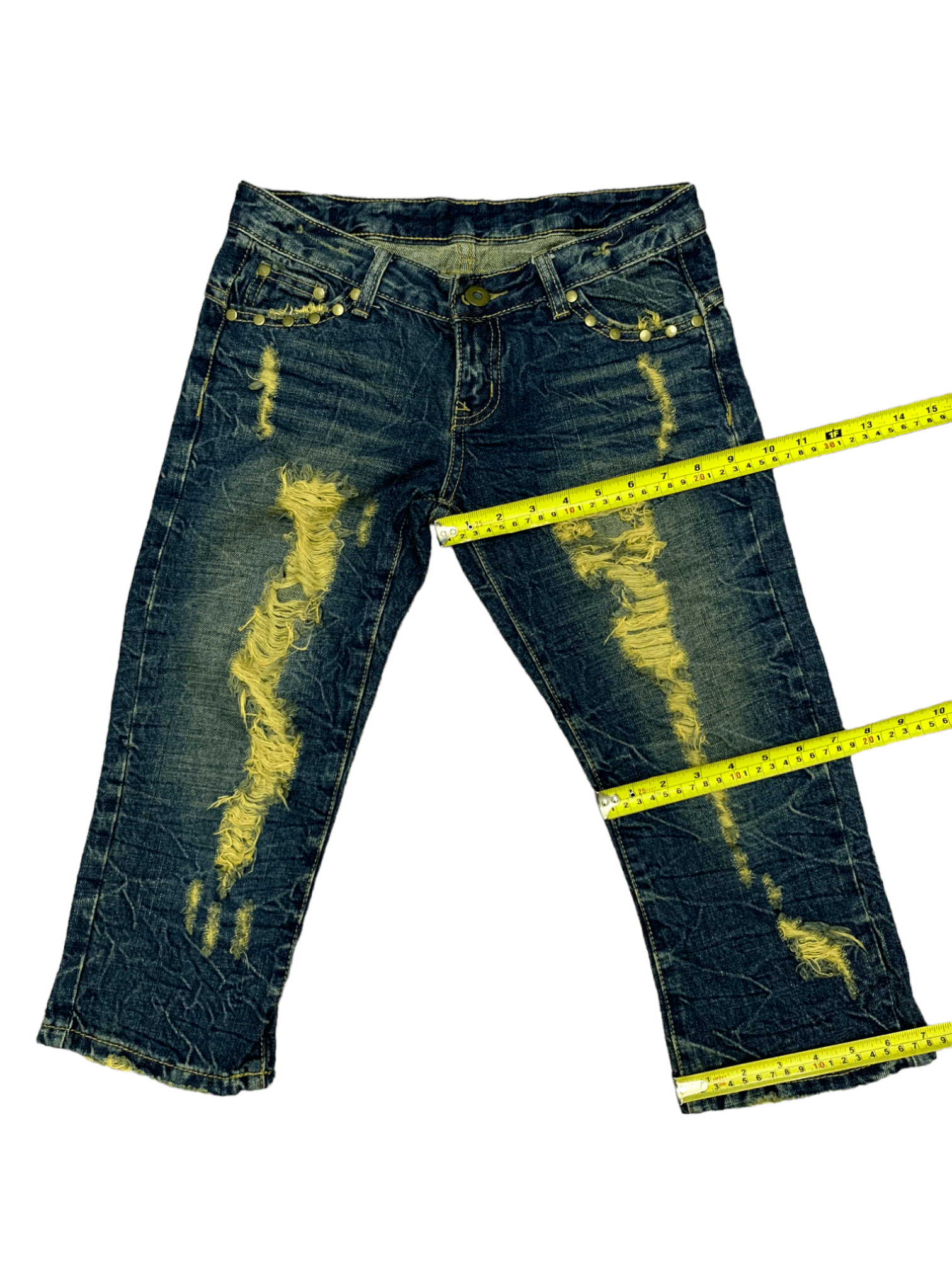 Japanese Brand Vintage Japanese Brand Distressed Studded Jeans Shorts Size US 28 / EU 44 - 16 Thumbnail