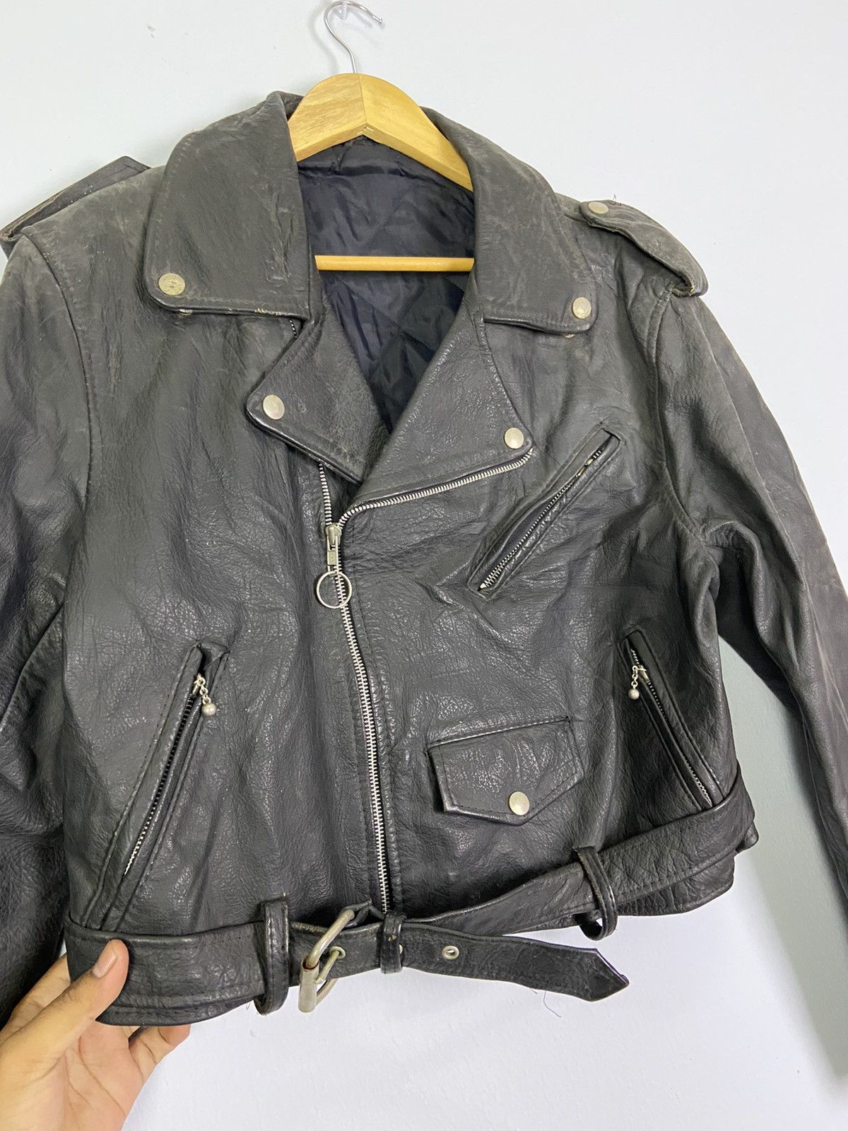 Genuine Leather Vintage Marlon Brando Leather Bikers Double Collar Jacket Size US M / EU 48-50 / 2 - 4 Thumbnail