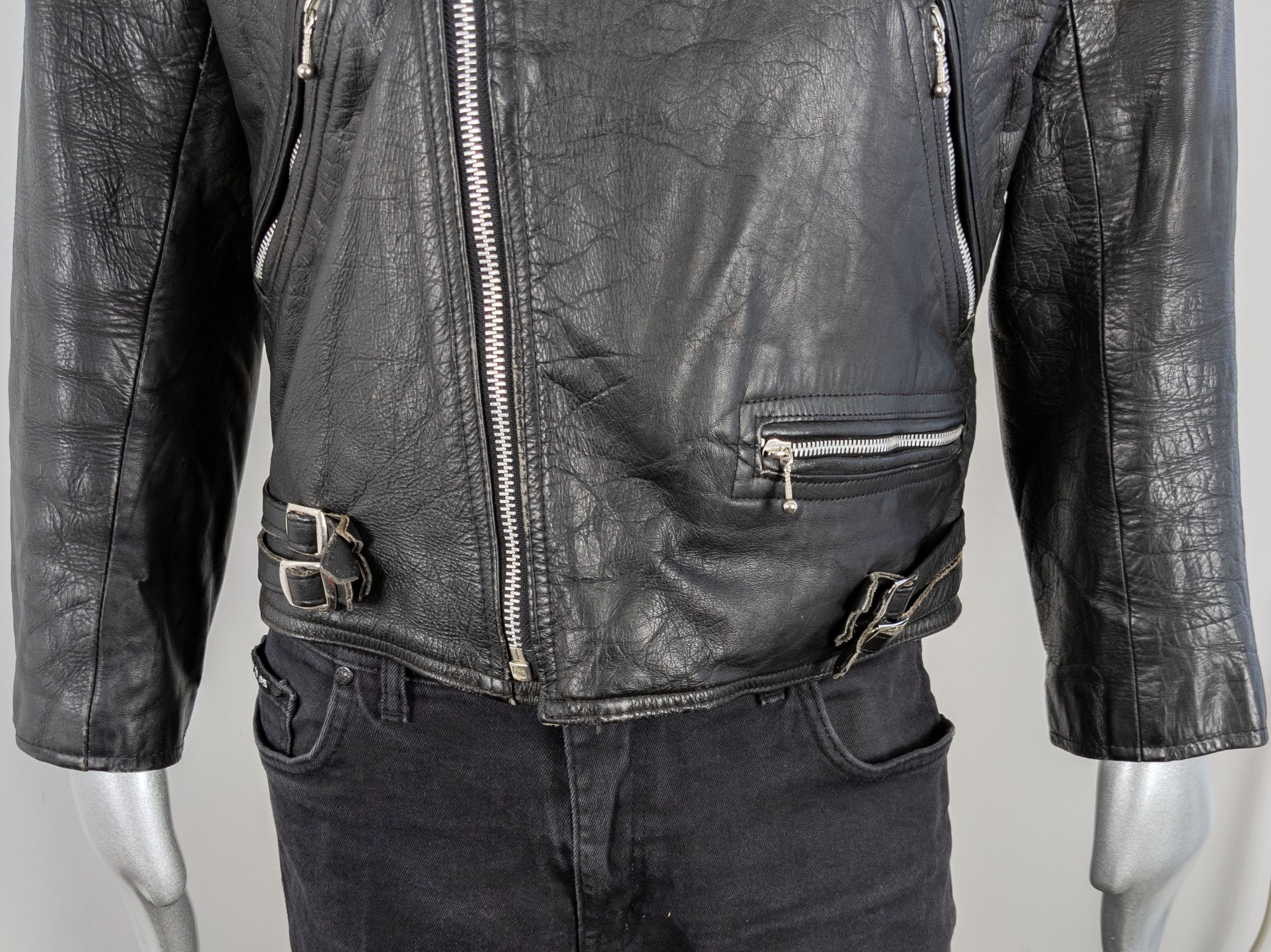 Vintage Vintage 80s Cowhide Black Leather Motorcycle Biker Jacket Size US M / EU 48-50 / 2 - 8 Thumbnail