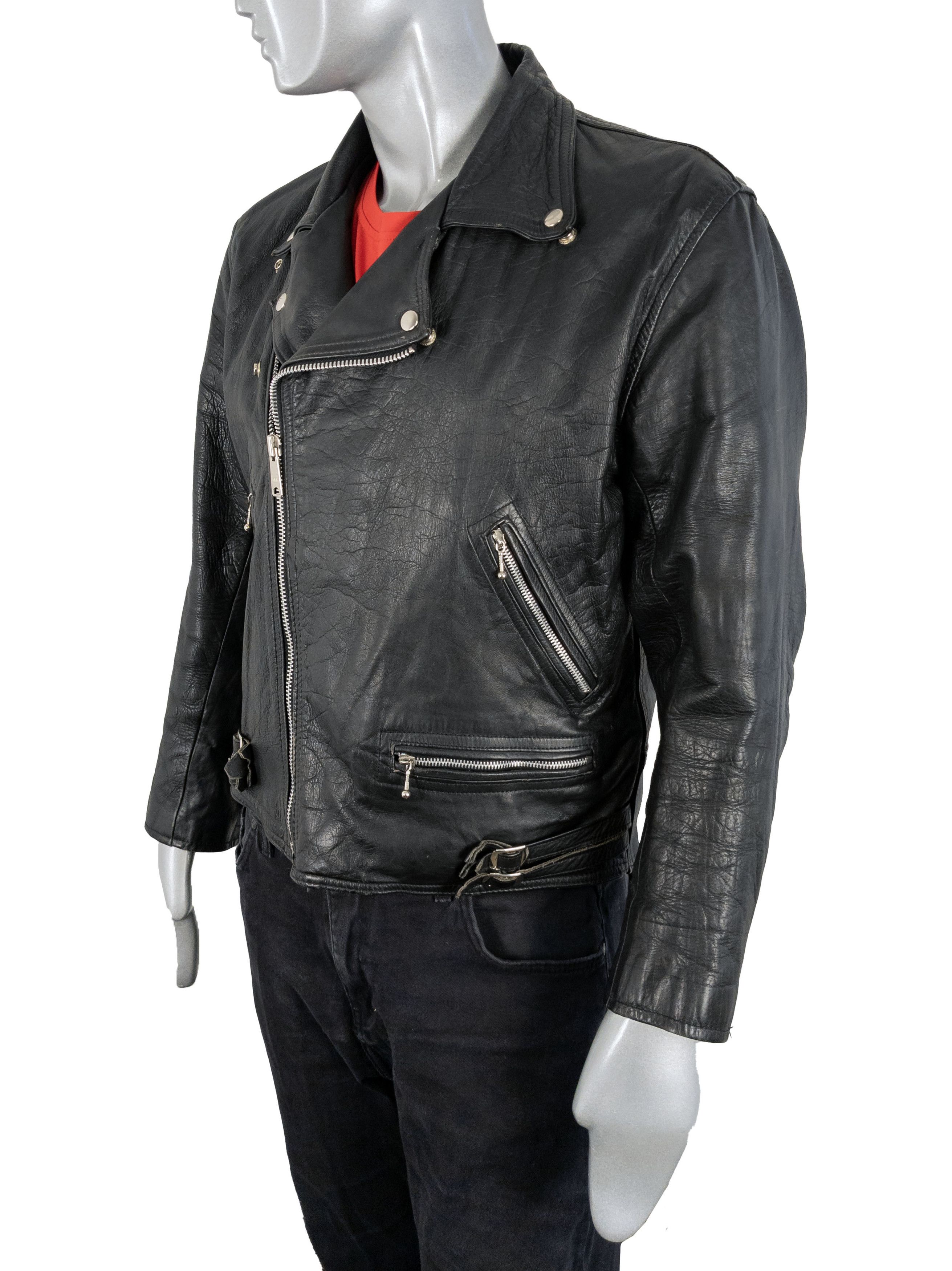 Vintage Vintage 80s Cowhide Black Leather Motorcycle Biker Jacket Size US M / EU 48-50 / 2 - 2 Thumbnail