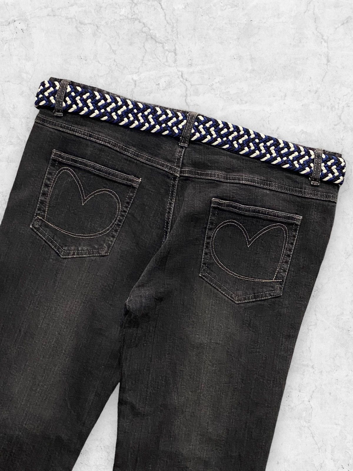 If Six Was Nine × Japanese Brand × Le Grande Bleu (L.G.B.) Vintage Emma James Art Reworked Plait Belt Flare Jeans Size US 31 - 9 Thumbnail