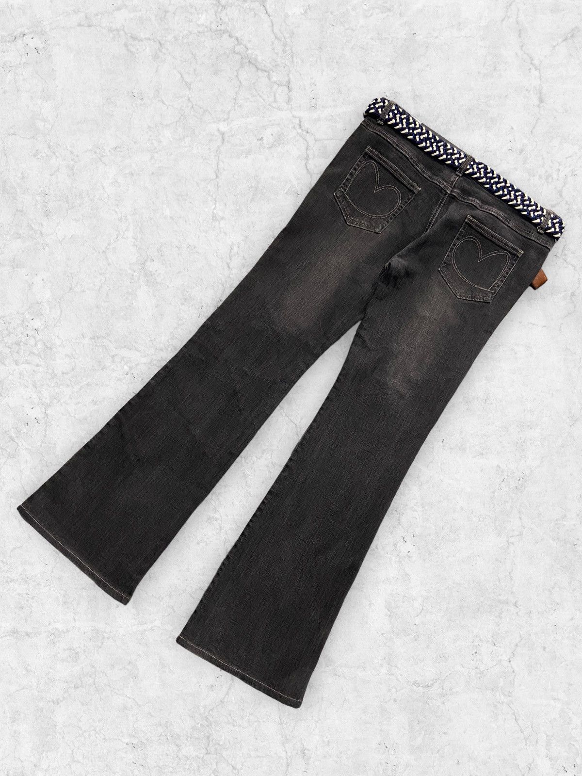 If Six Was Nine × Japanese Brand × Le Grande Bleu (L.G.B.) Vintage Emma James Art Reworked Plait Belt Flare Jeans Size US 31 - 8 Thumbnail