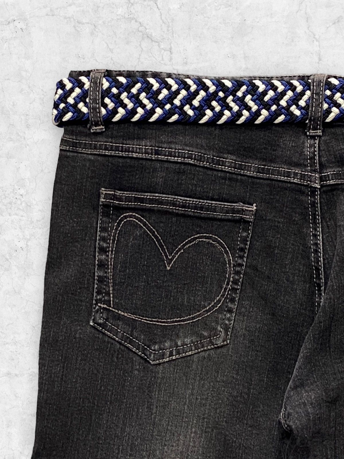 If Six Was Nine × Japanese Brand × Le Grande Bleu (L.G.B.) Vintage Emma James Art Reworked Plait Belt Flare Jeans Size US 31 - 10 Thumbnail