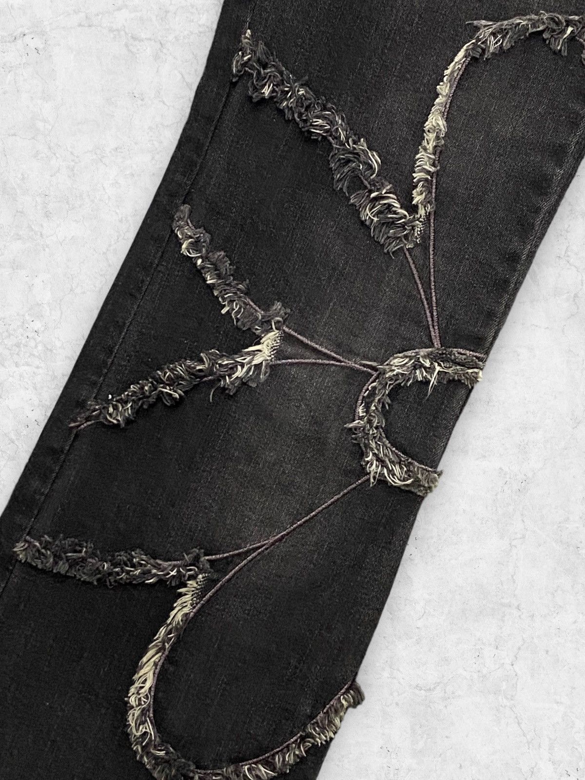 If Six Was Nine × Japanese Brand × Le Grande Bleu (L.G.B.) Vintage Emma James Art Reworked Plait Belt Flare Jeans Size US 31 - 7 Thumbnail