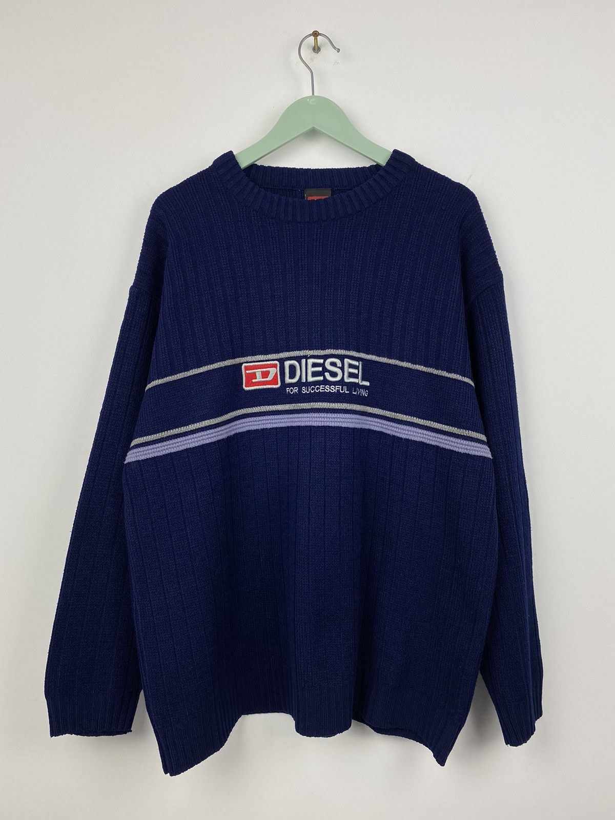 Diesel Vintage Diesel Logo Knit Sweater Y2K Stussy Von Dutch Size US XL / EU 56 / 4 - 1 Thumbnail