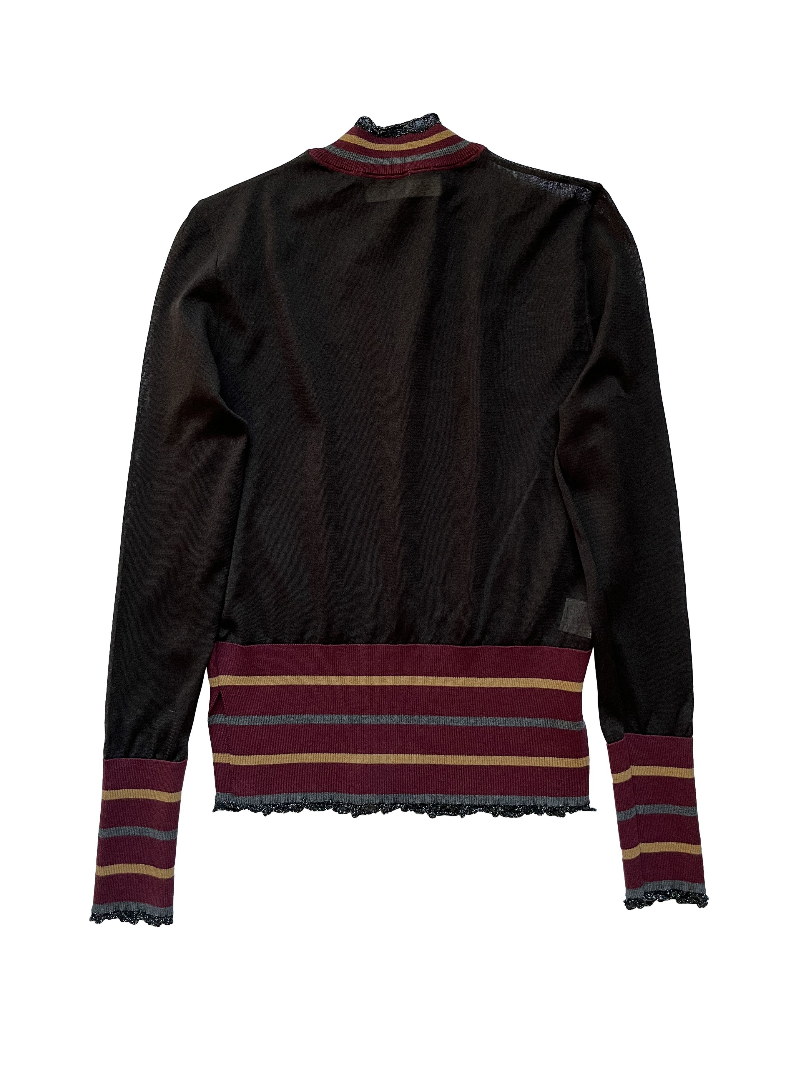Marni ⚡️QUICK SALE⚡️Marni Sheer Brown with Burgundy Knit Top Size M / US 6-8 / IT 42-44 - 2 Thumbnail