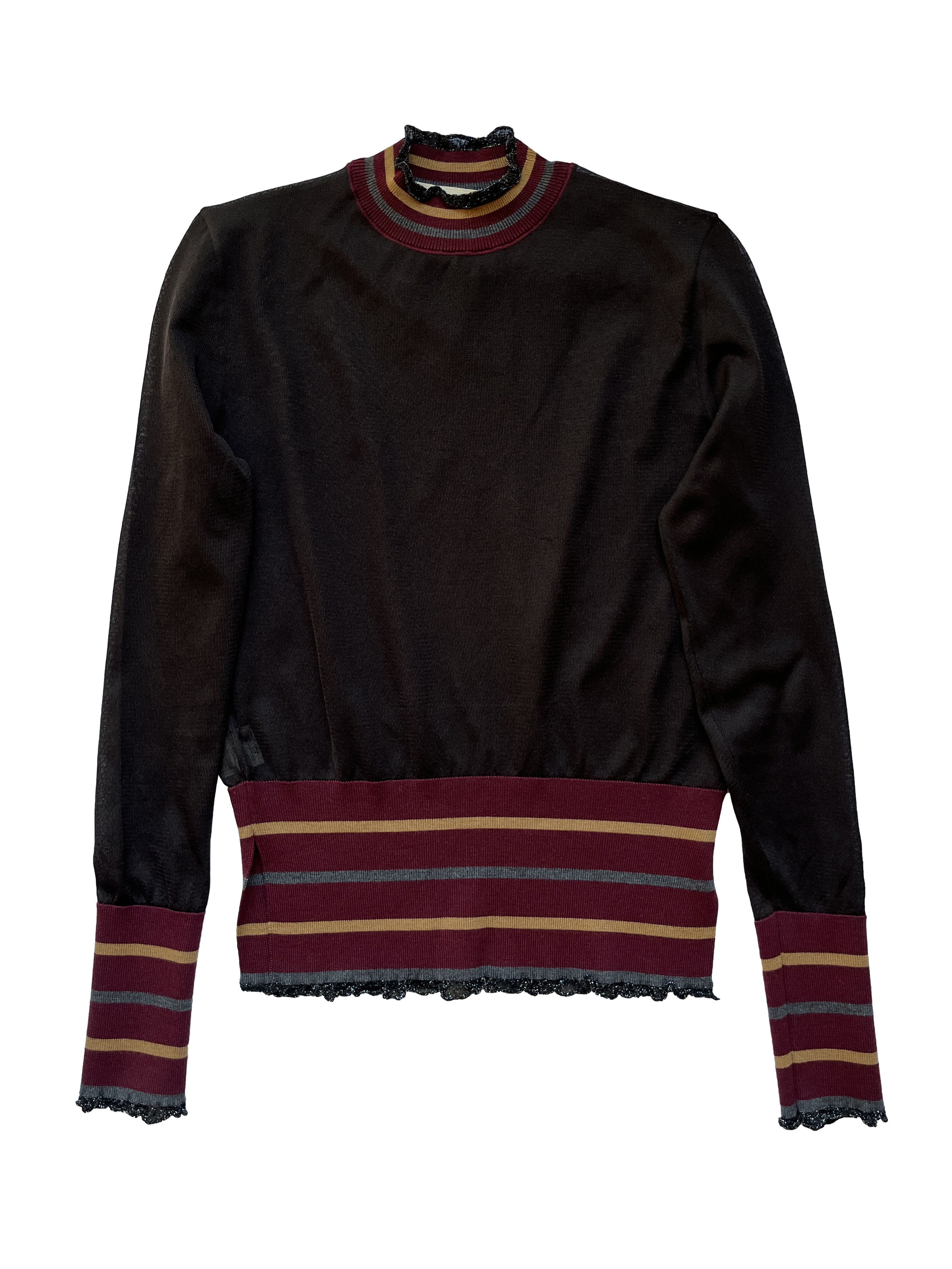 Marni ⚡️QUICK SALE⚡️Marni Sheer Brown with Burgundy Knit Top Size M / US 6-8 / IT 42-44 - 1 Thumbnail