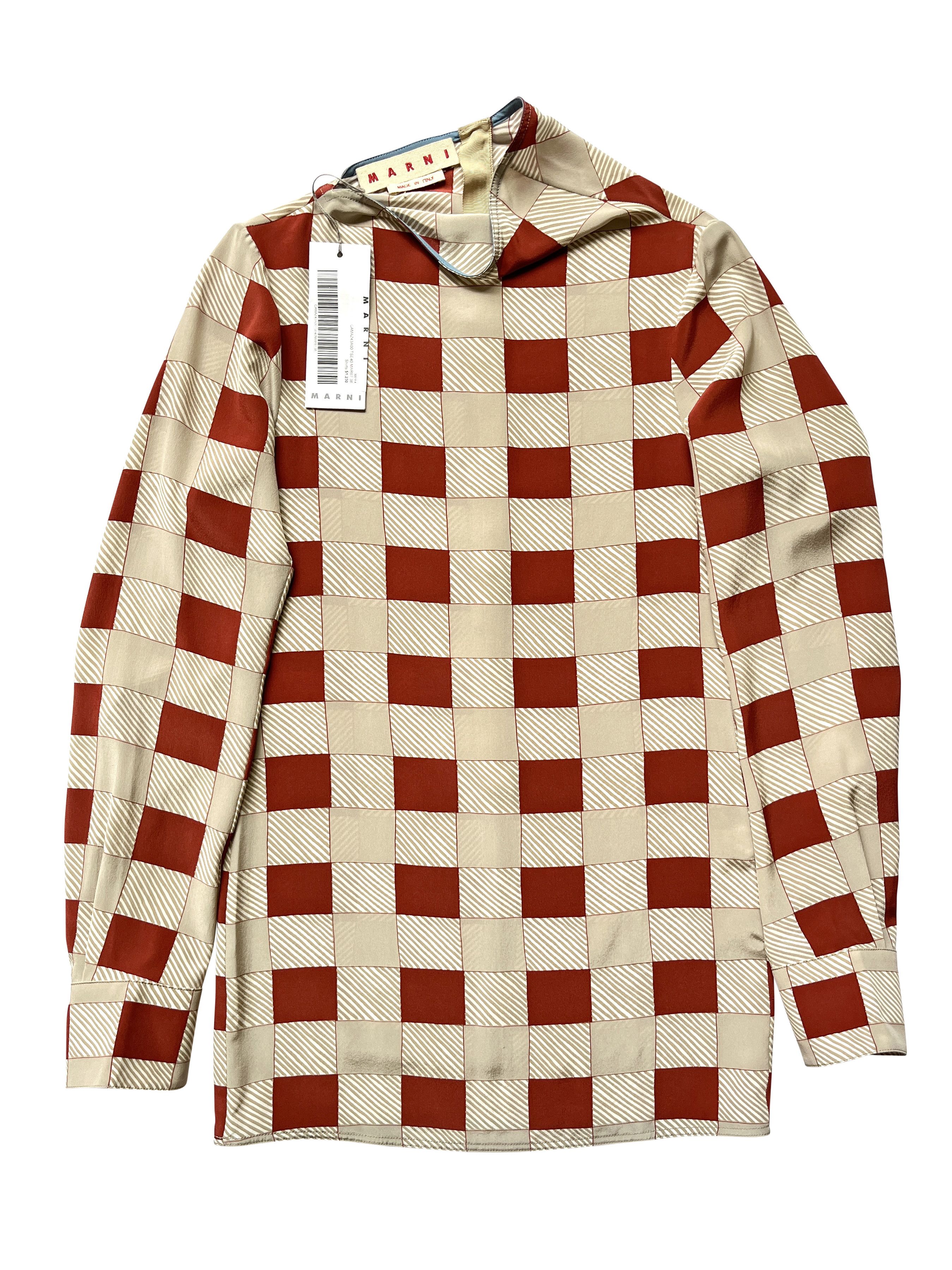 Marni ⚡️QUICK SALE⚡️Marni Beige and Brick Silk Top Size M / US 6-8 / IT 42-44 - 1 Thumbnail