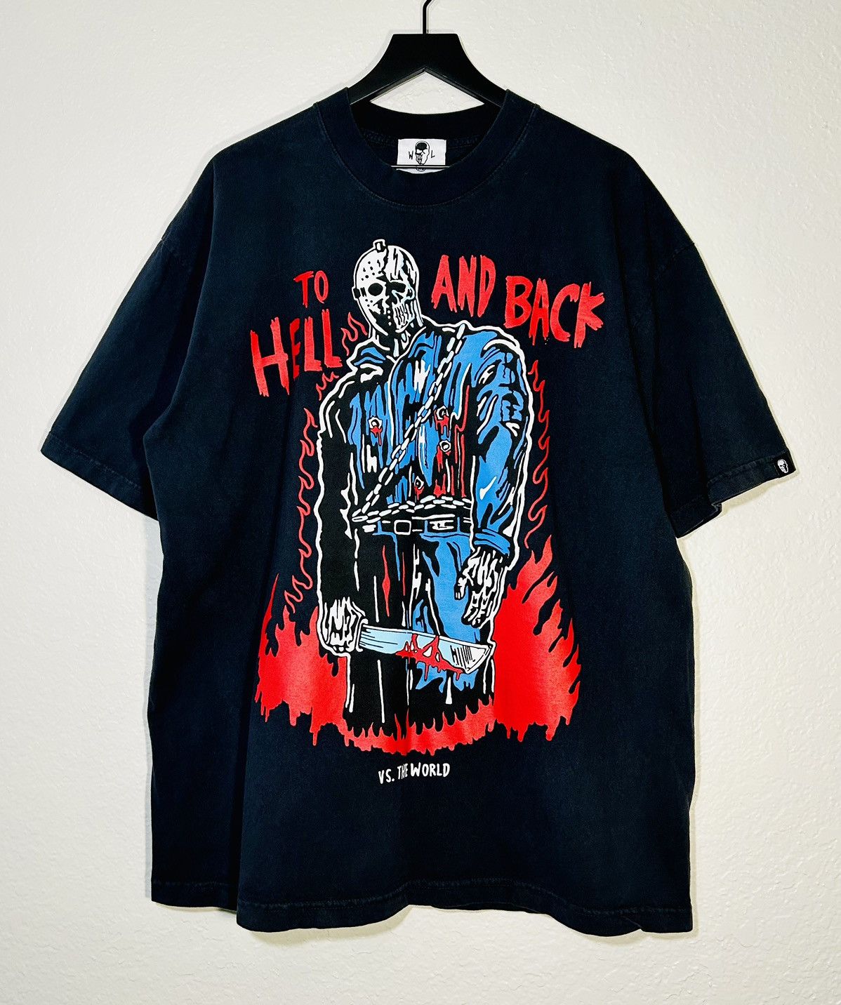 image of Warren Lotas Hell And Back T Shirt Jason Friday The 13Th in Black, Men's (Size XL)