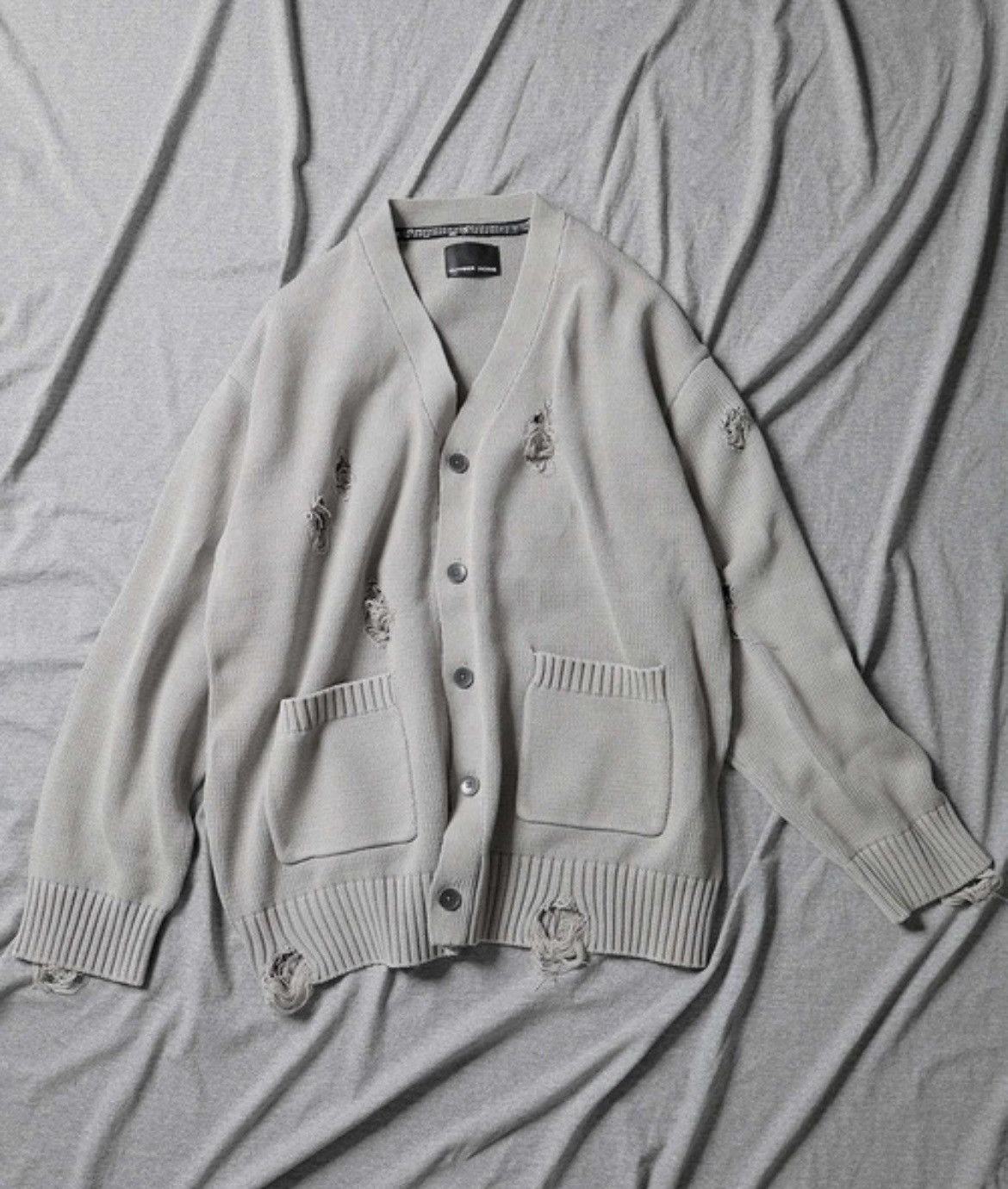 トップス NUMBER(N)INE /Asid Wash Ripped Knit NUMBER (N)INE Tops ASID WASH RIPPED KNIT CARDIGAN