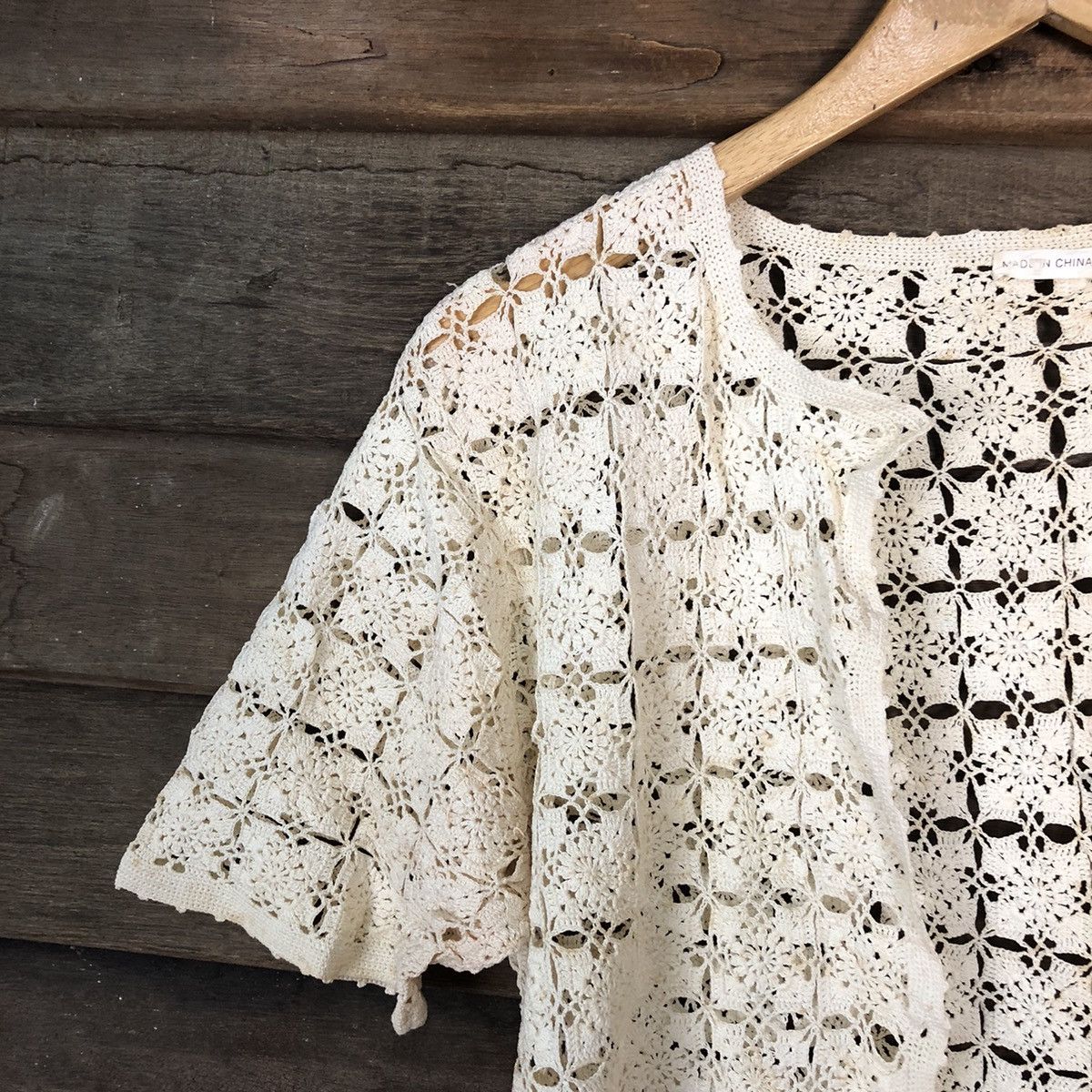 Vintage Japan crochet mesh net table cloth cardigan knitwear #7121 Size S / US 4 / IT 40 - 8 Thumbnail
