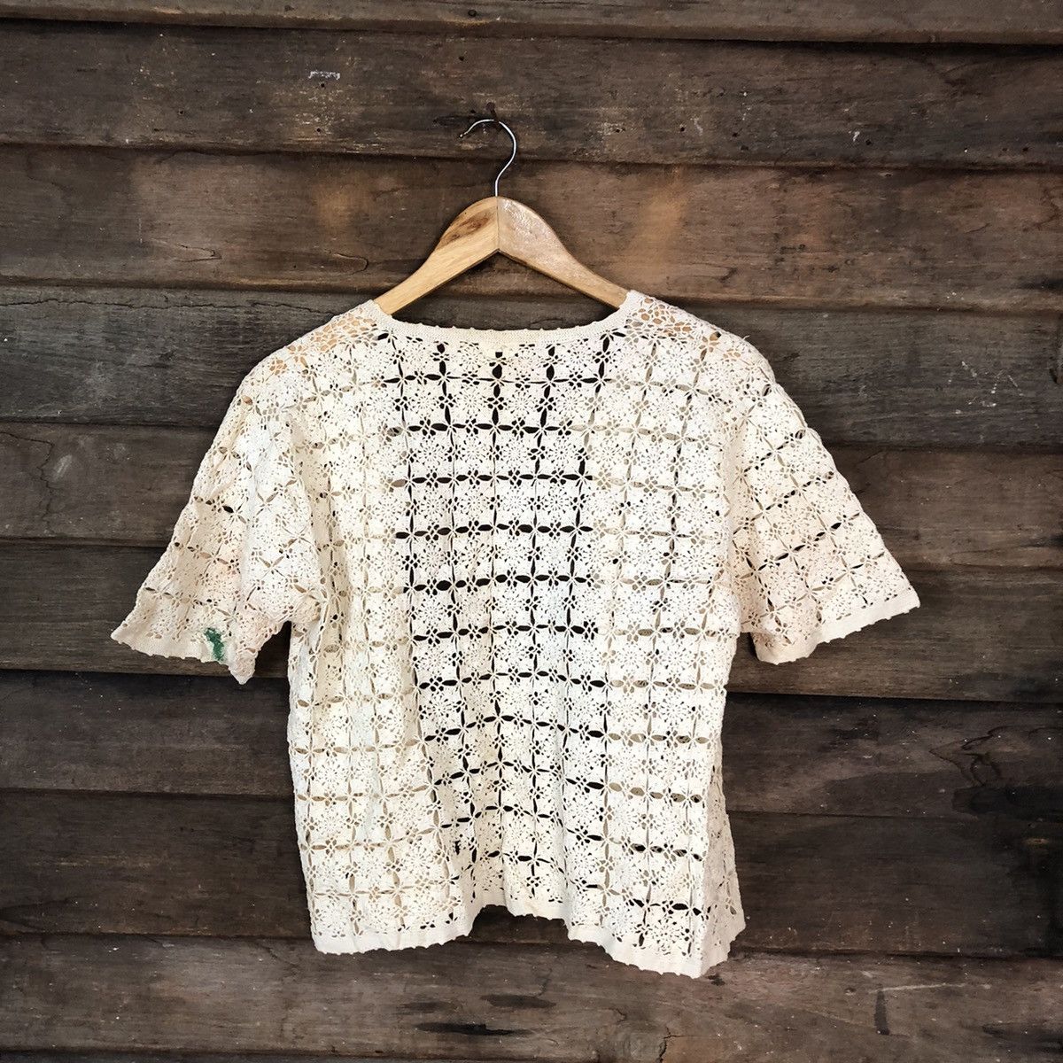 Vintage Japan crochet mesh net table cloth cardigan knitwear #7121 Size S / US 4 / IT 40 - 9 Thumbnail