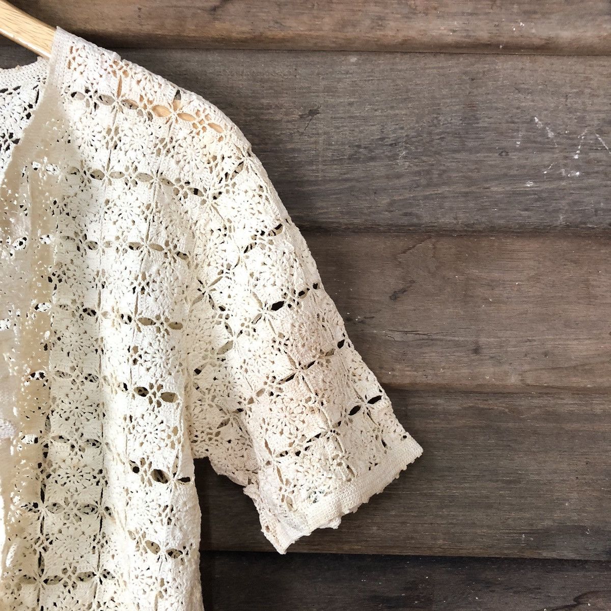 Vintage Japan crochet mesh net table cloth cardigan knitwear #7121 Size S / US 4 / IT 40 - 4 Thumbnail