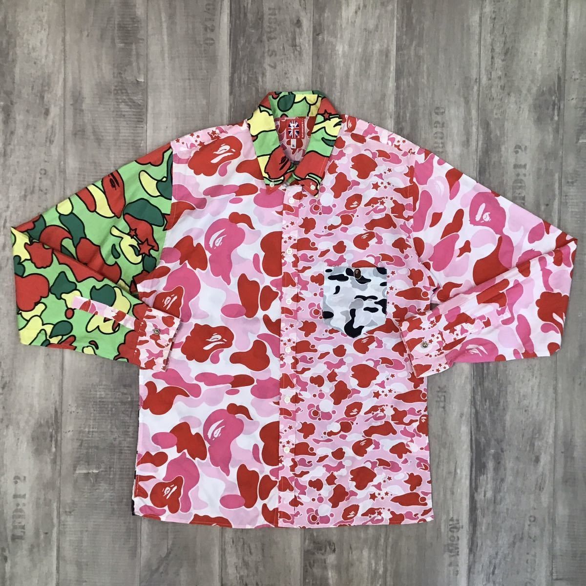 image of Bape Crazy Camo Shirt Psyche Camo Abc Camo Pink in Mix, Men's (Size XL)