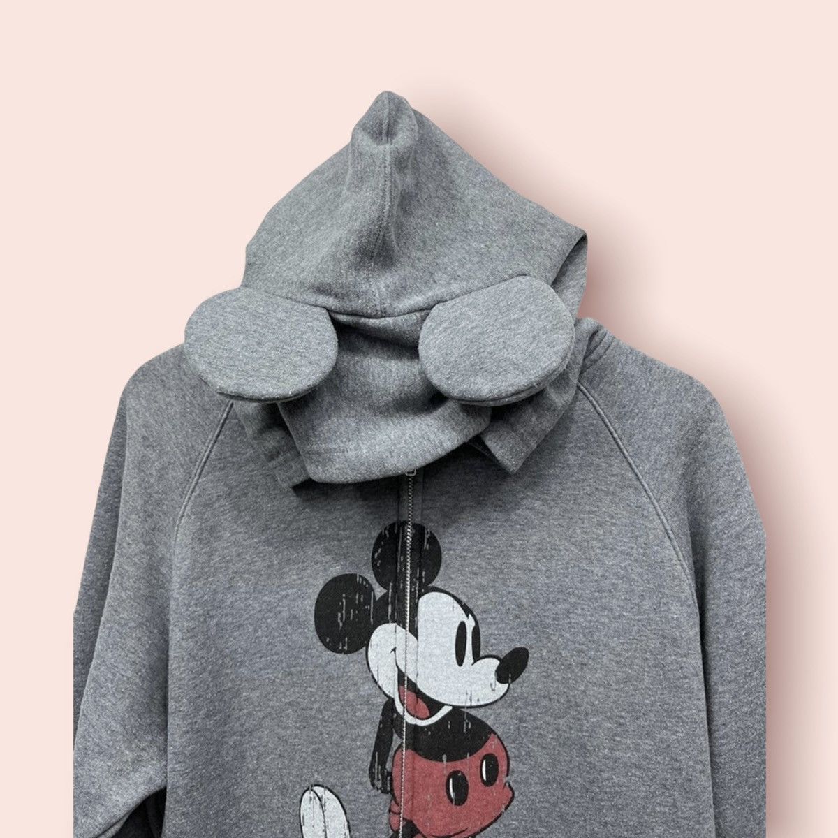 Disney × Mickey Mouse × Vintage VTG MICKEY MOUSE EARS HOODED ZIPPER SWEATSHIRT Size XL / US 12-14 / IT 48-50 - 3 Thumbnail