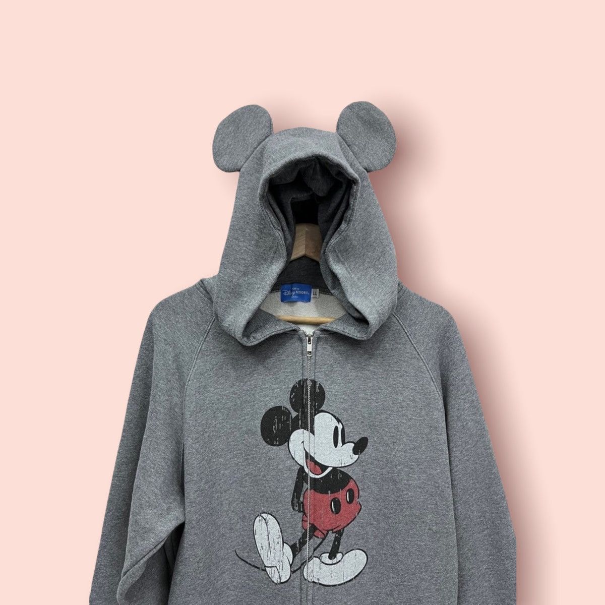 Disney × Mickey Mouse × Vintage VTG MICKEY MOUSE EARS HOODED ZIPPER SWEATSHIRT Size XL / US 12-14 / IT 48-50 - 2 Thumbnail