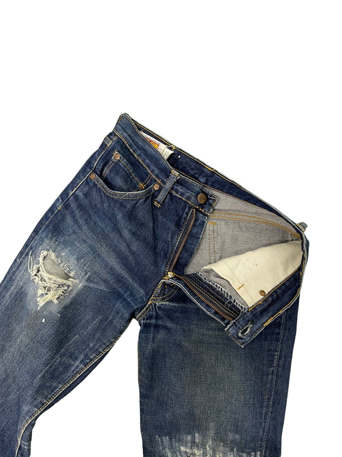 Japanese Brand Flare Jeans Vtg Big John Distress Denim Boot Cut 5🟦2 Size US 29 - 10 Thumbnail