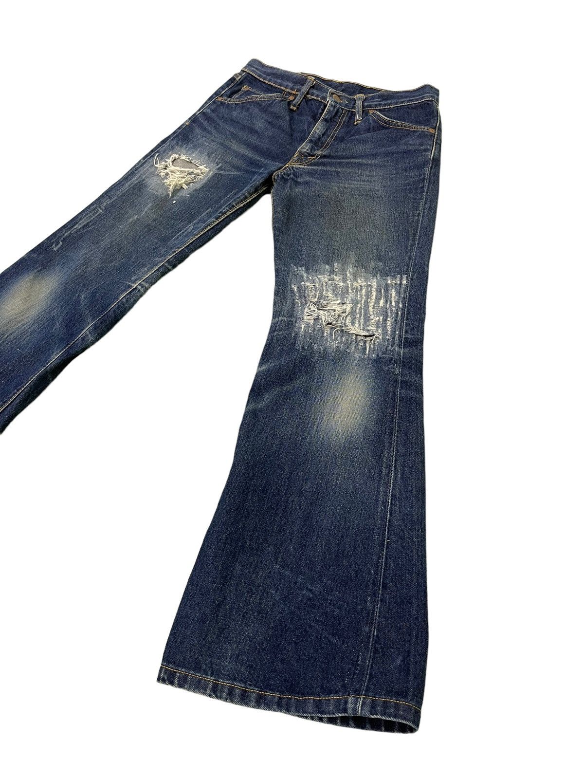 Japanese Brand Flare Jeans Vtg Big John Distress Denim Boot Cut 5🟦2 Size US 29 - 3 Thumbnail