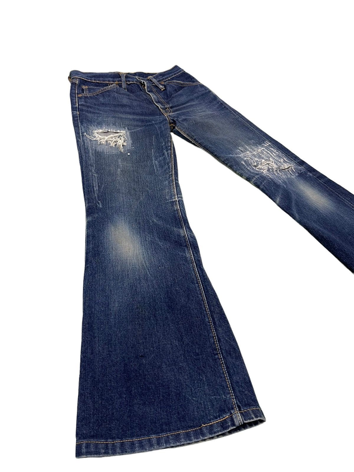Japanese Brand Flare Jeans Vtg Big John Distress Denim Boot Cut 5🟦2 Size US 29 - 1 Thumbnail