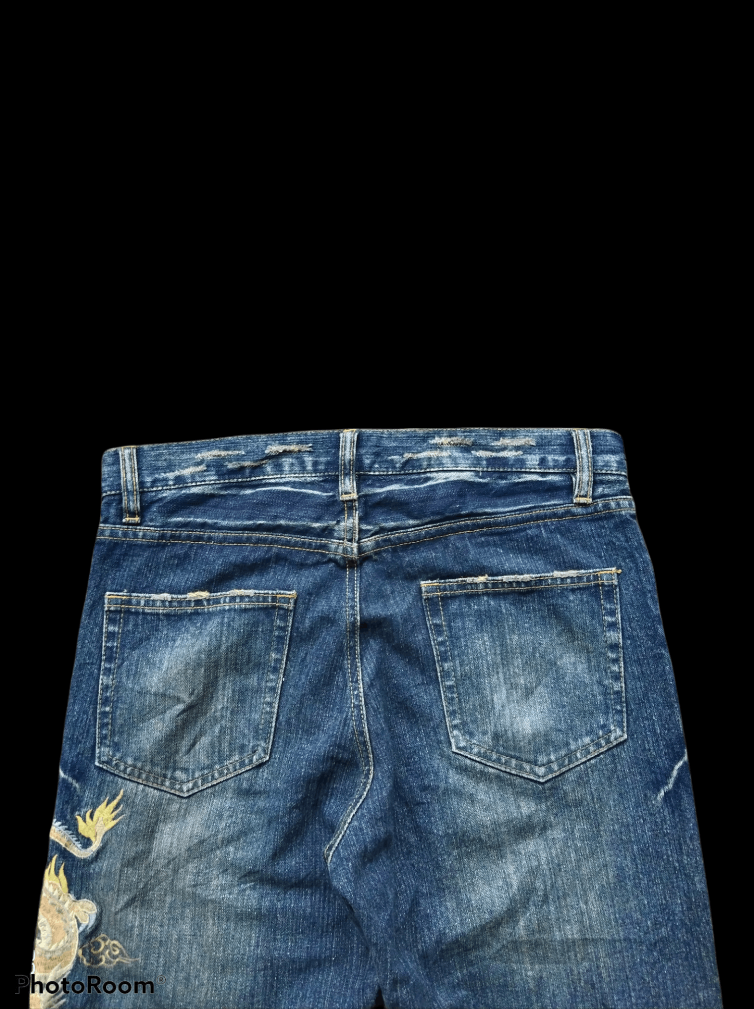 Art Comes First × Dragonfly THRASH RIPED UNBRAND EMBROIDERED DRAGON DENIM PANTS Size US 30 / EU 46 - 6 Thumbnail