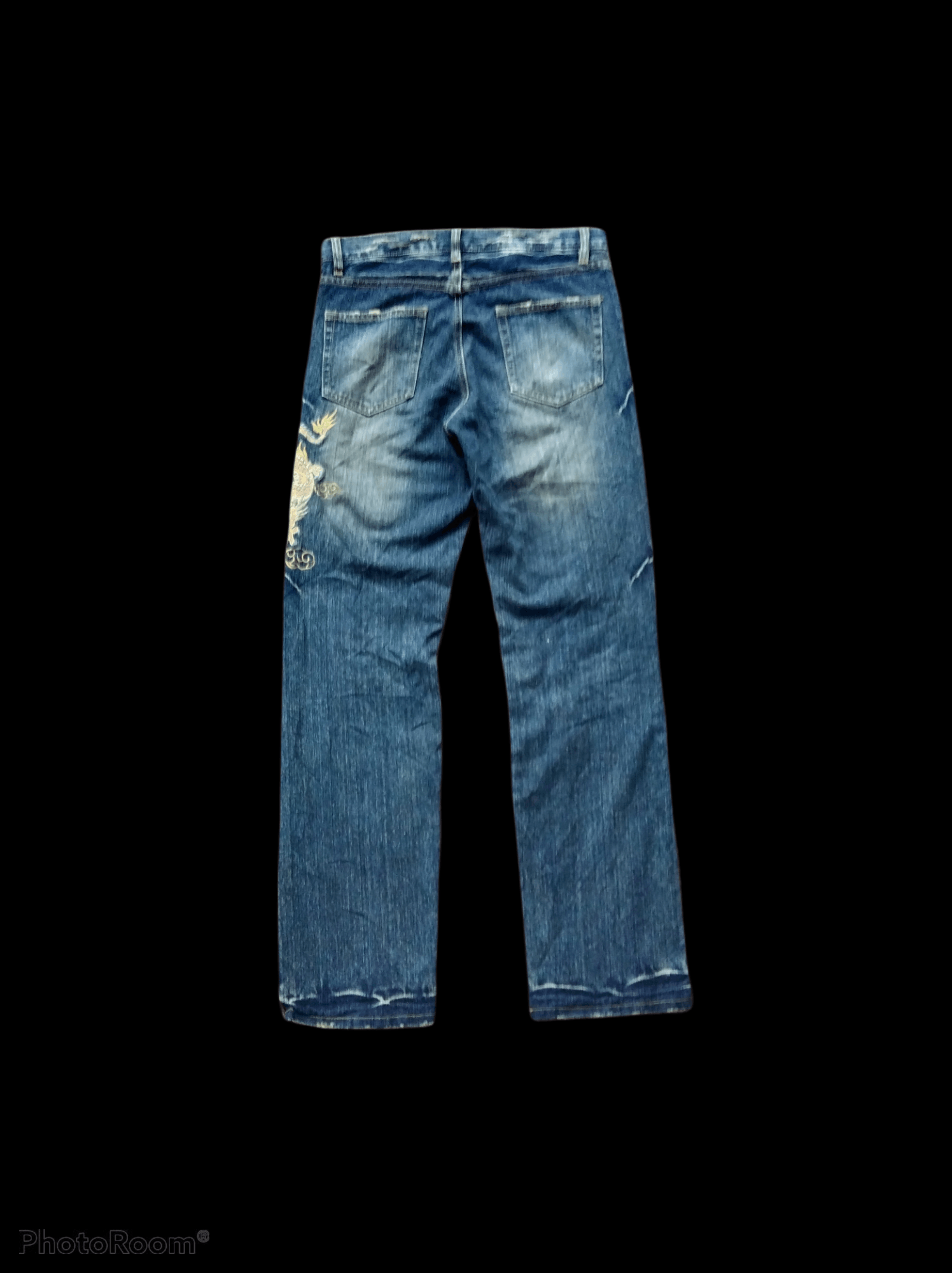 Art Comes First × Dragonfly THRASH RIPED UNBRAND EMBROIDERED DRAGON DENIM PANTS Size US 30 / EU 46 - 2 Thumbnail