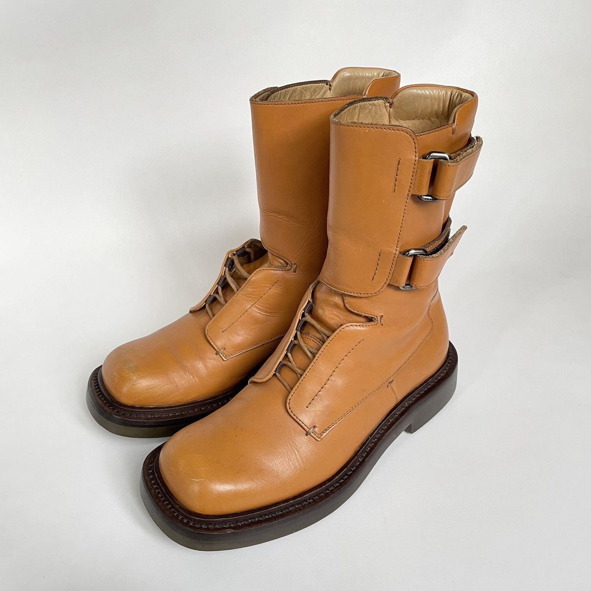 Pre-owned Prada A/w 1999 Motorcycle Boots In Tan