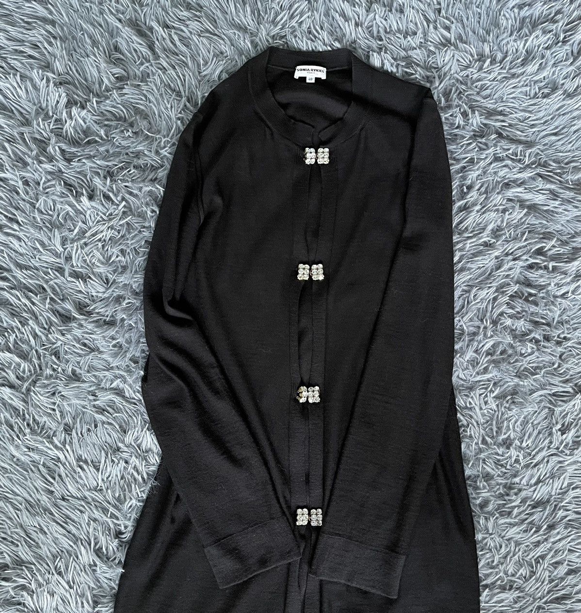 Sonia Rykiel × Vintage Sonia Rykiel 90s vintage wool cardigan with shining buttons Size S / US 4 / IT 40 - 2 Thumbnail