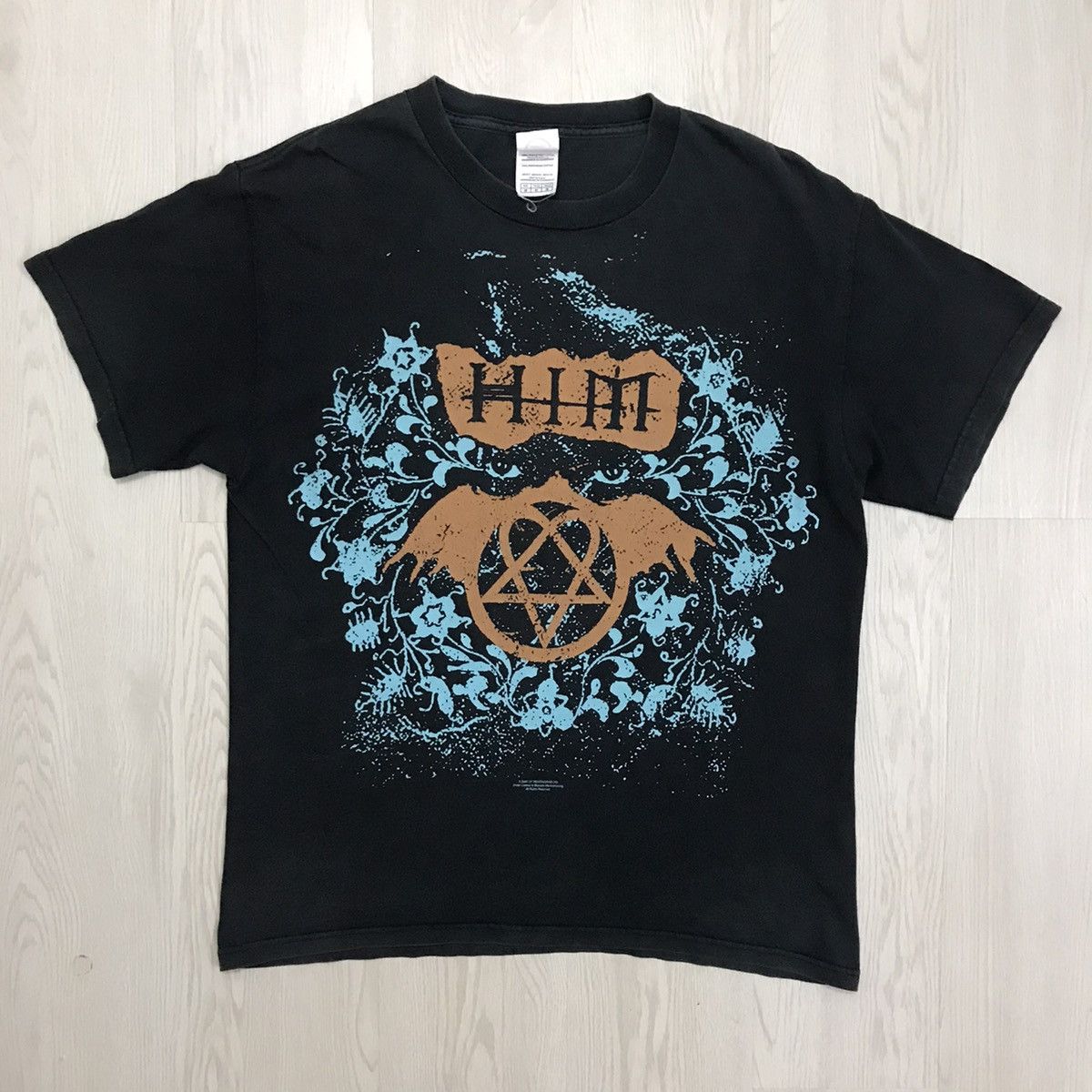image of Band Tees x Rock T Shirt Vintage Him Band Tee 2006 Heartagram Print Tee in Black (Size Medium)