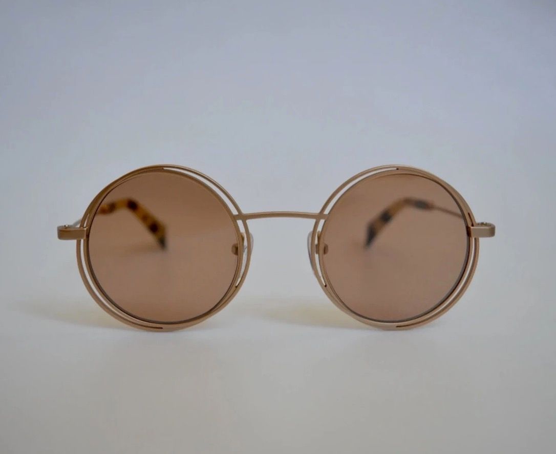 Pre-owned Yohji Yamamoto Yy 7034 Metal Rim Round Sunglasses In Gold