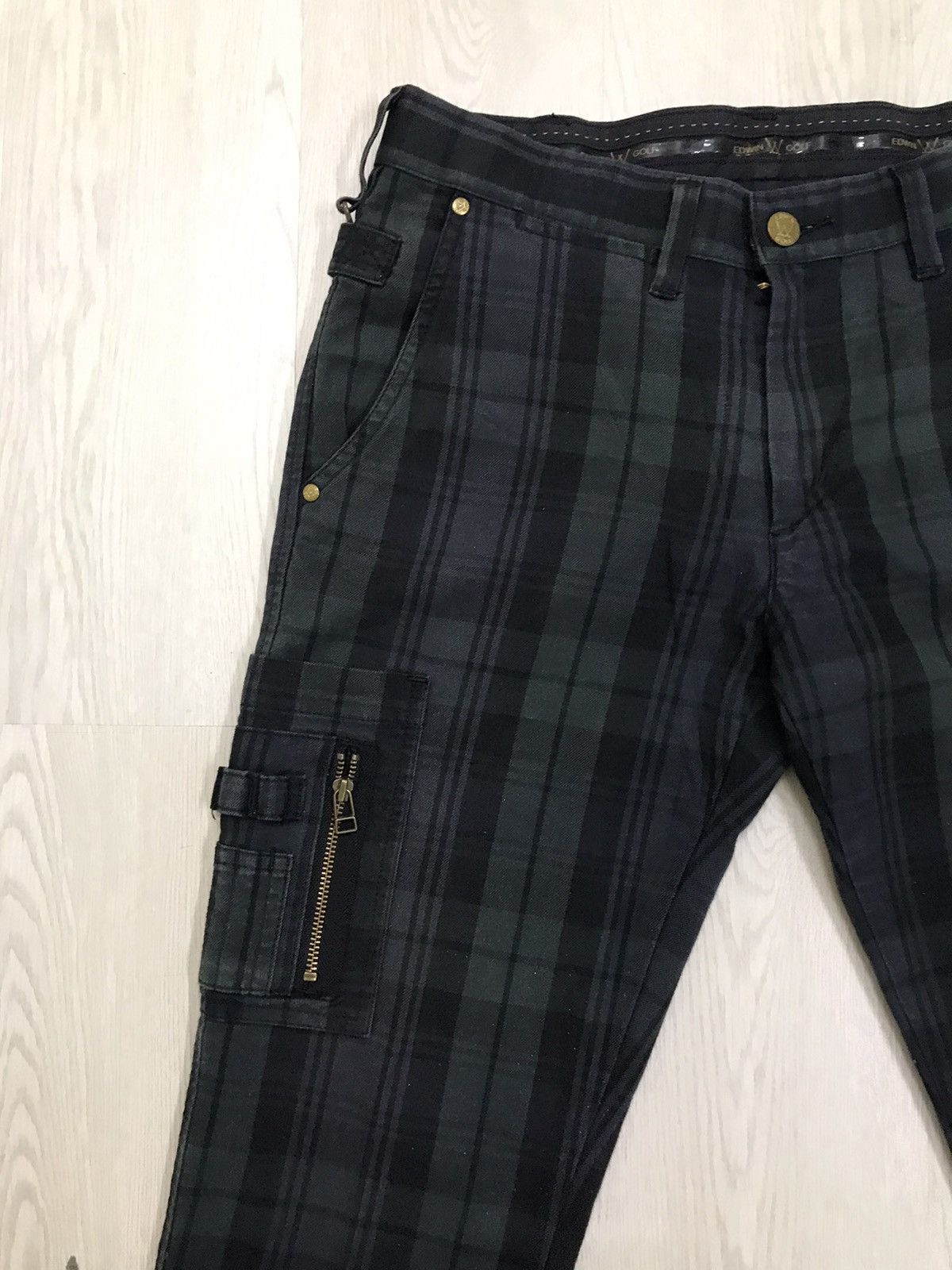 Edwin × Japanese Brand × Vintage Vintage Edwin Cargo Pants Plaid Bootcut Pants Size US 30 / EU 46 - 6 Thumbnail