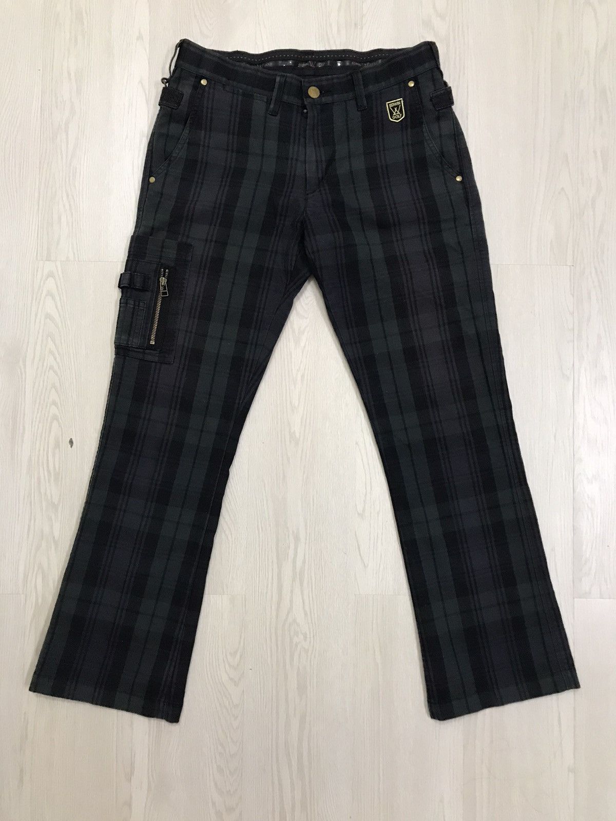 Vintage Edwin Cargo Pants Plaid Bootcut Pants
