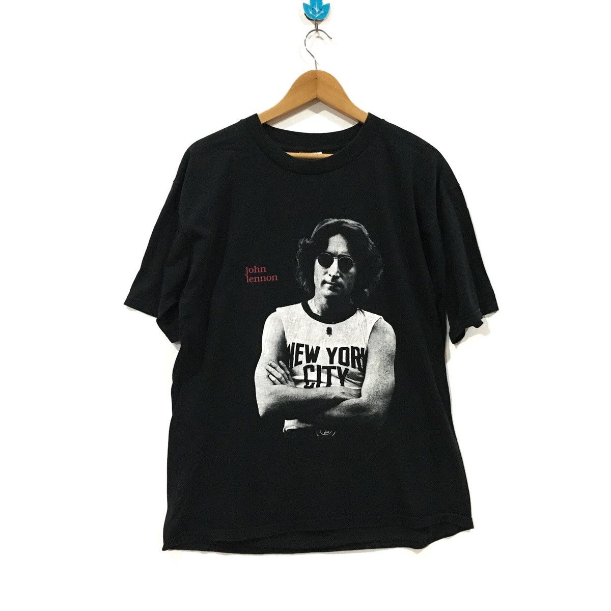image of Band Tees x John Lennon Vintage 90's John Lennon The Beatles Shirt in Black, Men's (Size Large)