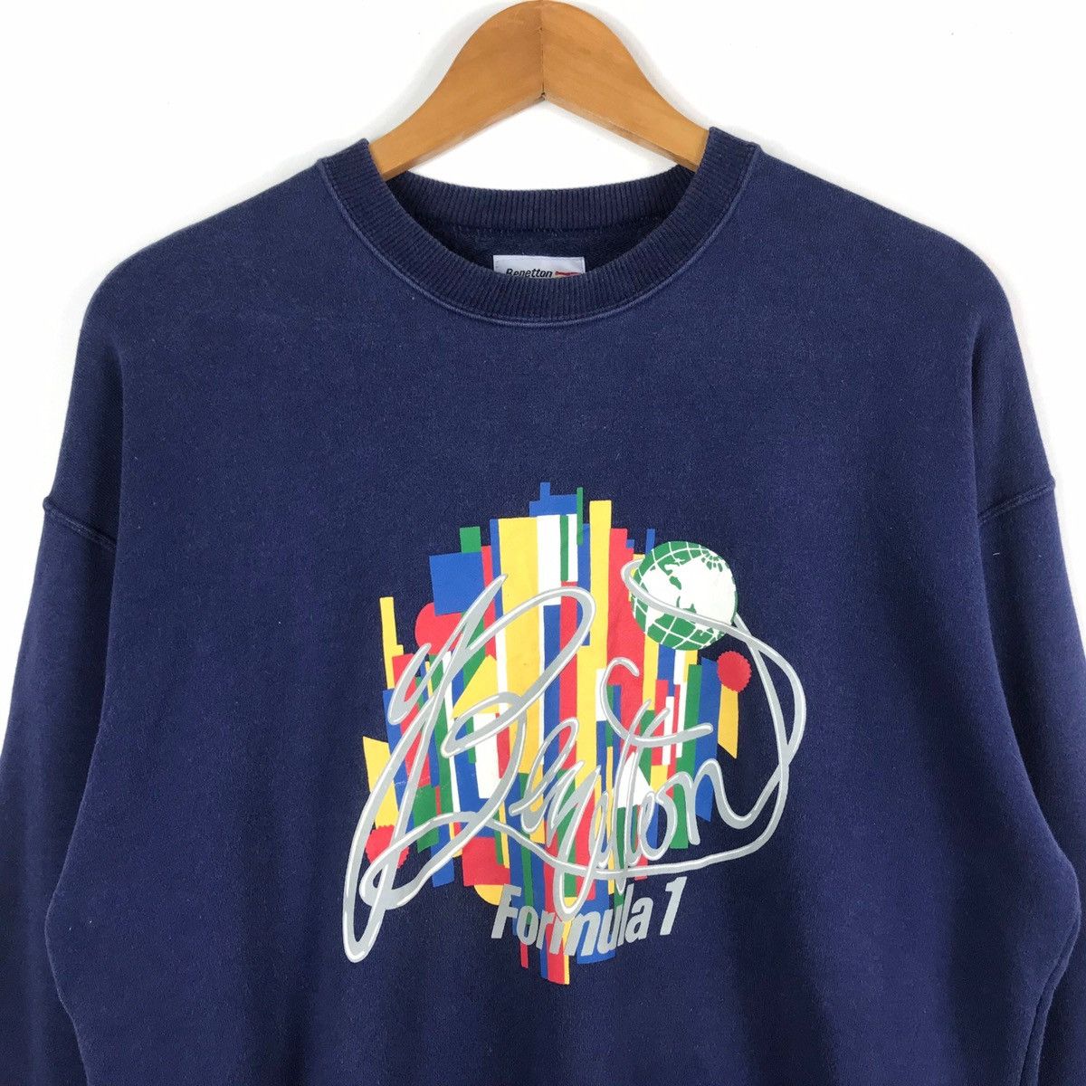 Benetton vintage benneton big logo jumper pullover sweatshirt Size US L / EU 52-54 / 3 - 2 Thumbnail