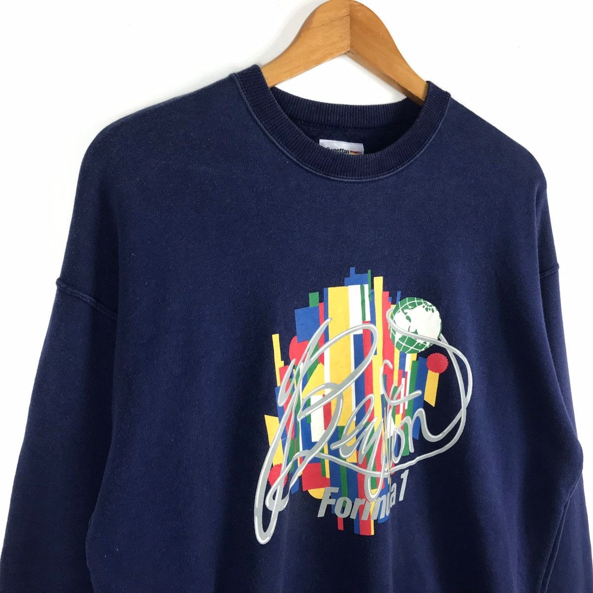 Benetton vintage benneton big logo jumper pullover sweatshirt Size US L / EU 52-54 / 3 - 3 Thumbnail