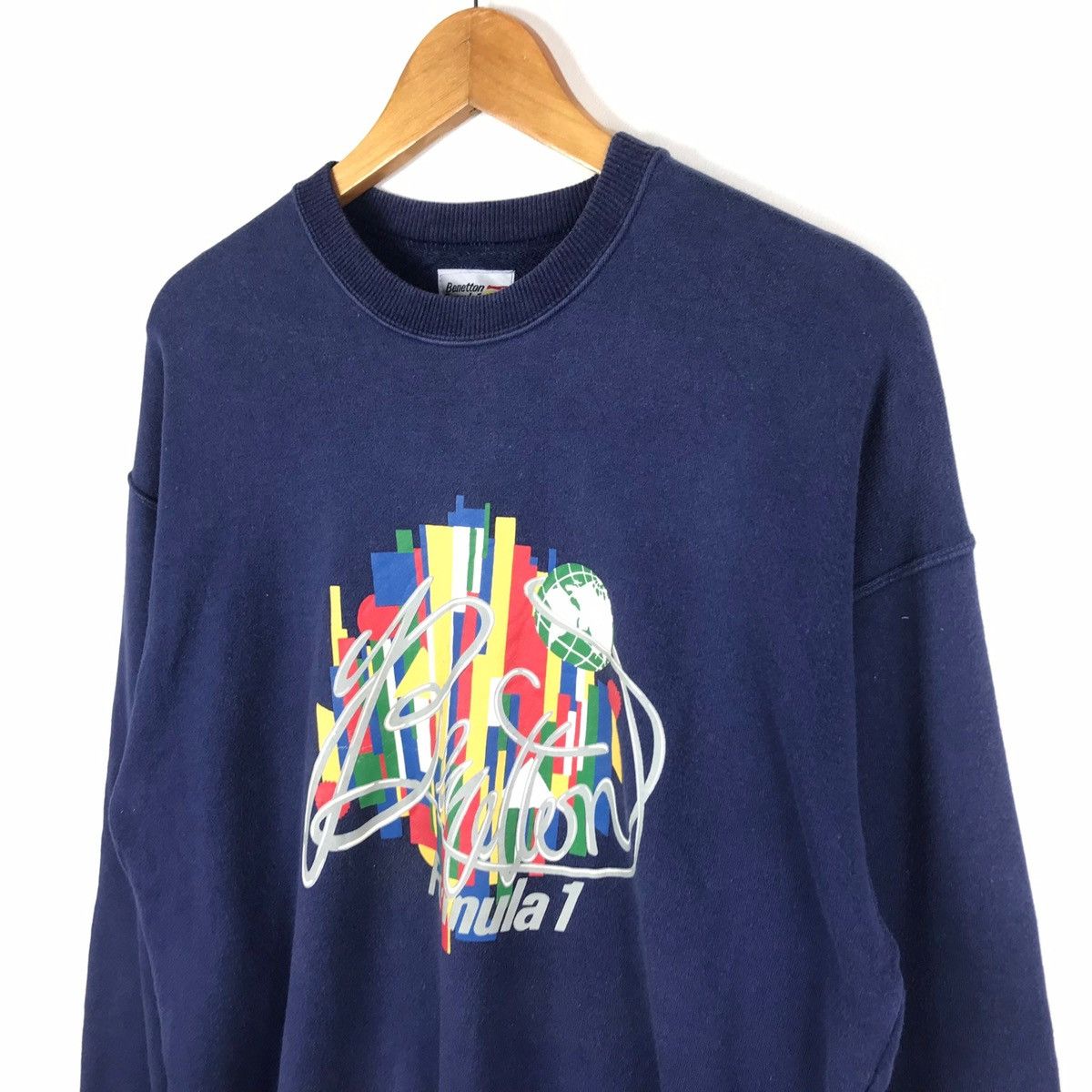 Benetton vintage benneton big logo jumper pullover sweatshirt Size US L / EU 52-54 / 3 - 4 Thumbnail