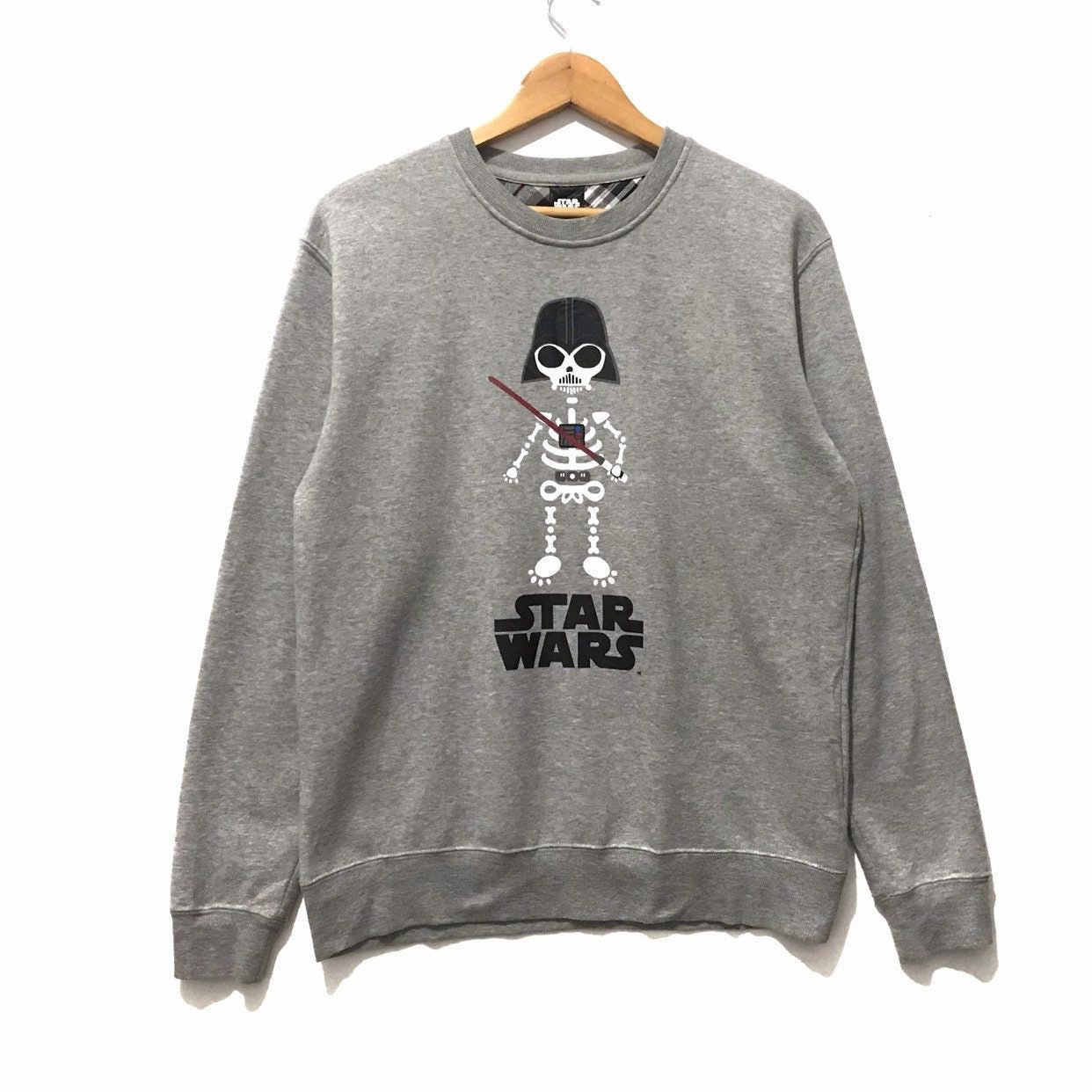 image of Disney x Star Wars Big Logo Jumper Pullover Sweatshirt in Grey, Men's (Size Medium)