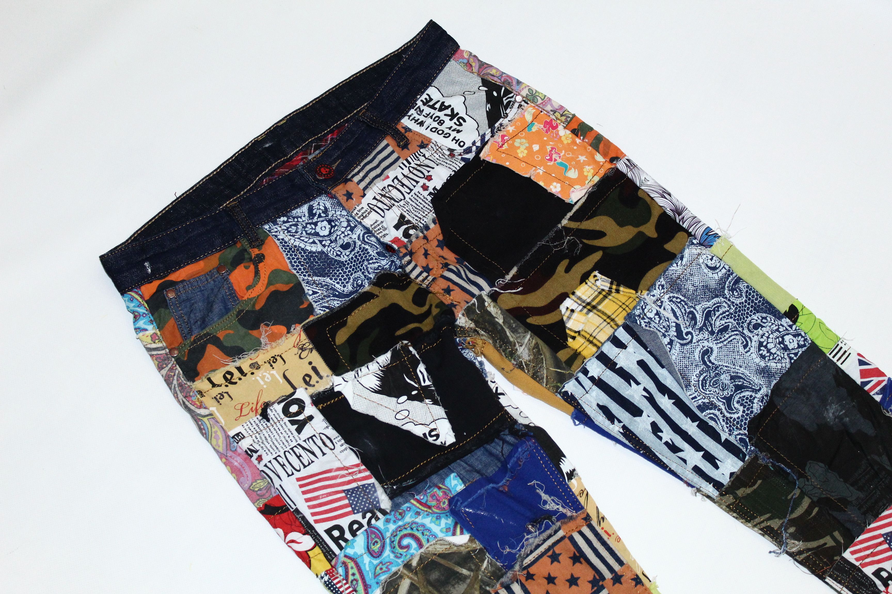 Beauty Beast RARE VTG💥Japanese Patchwork Denim Biepa Jeans 1971 Size US 36 / EU 52 - 4 Thumbnail