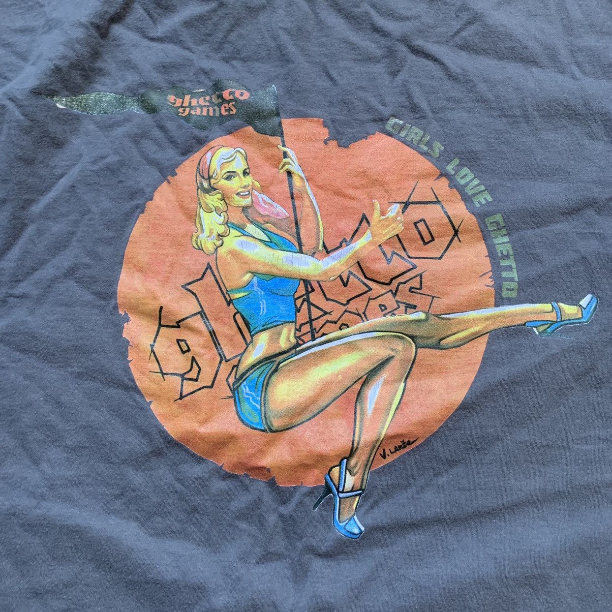 Vintage GHETTO GAMES SEXY GIRL RAP ART T SHIRT Size US XL / EU 56 / 4 - 3 Thumbnail