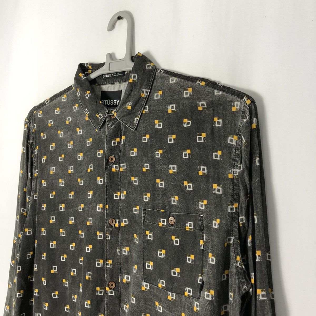 Stussy × Vintage 🔥Rare🔥Vintage Stussy Block Design Single Pocket Button Shirt Size US M / EU 48-50 / 2 - 5 Thumbnail