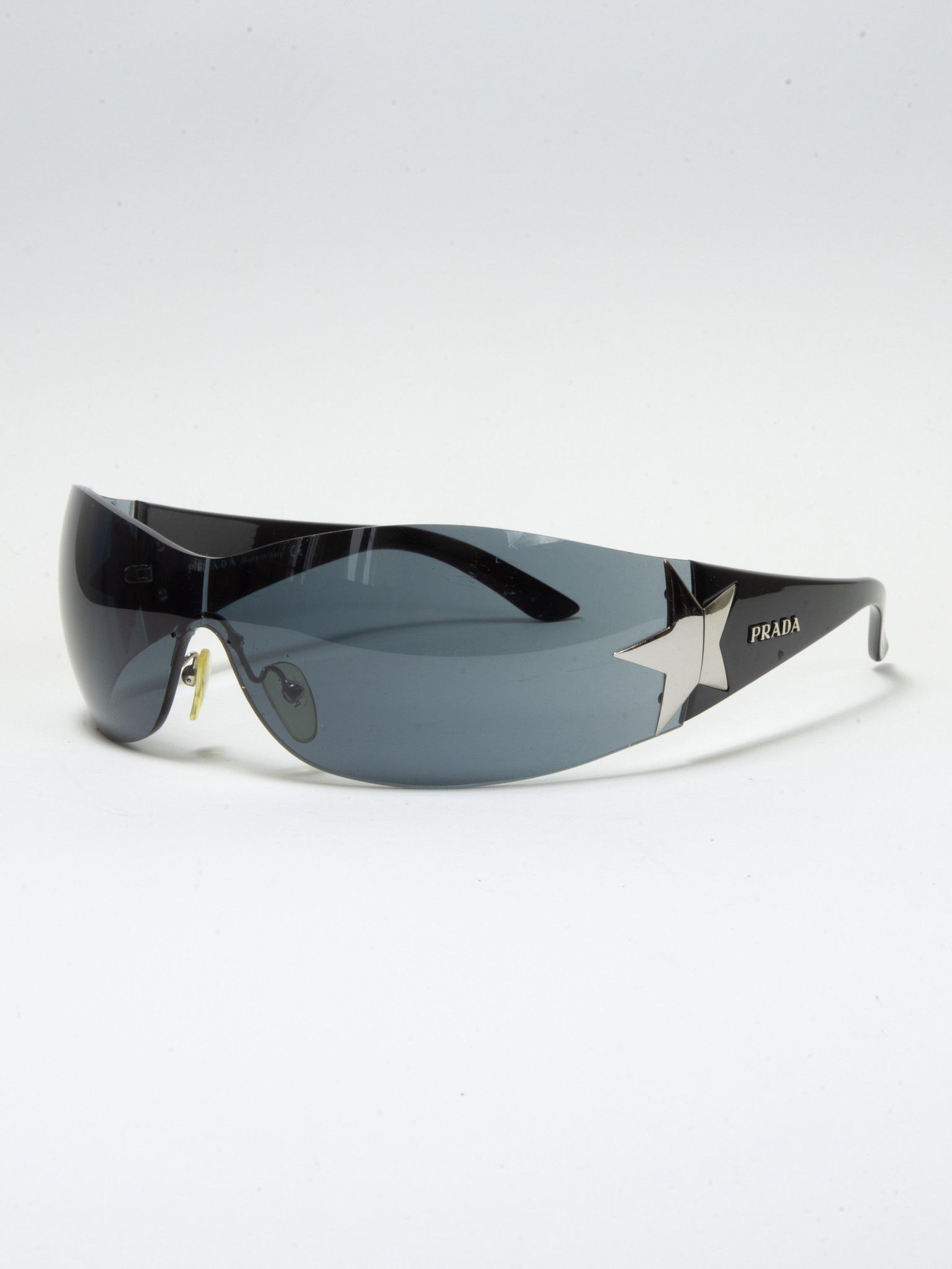 image of Y2K Iconic Chrome Star Prada Sunglasses in Black, Men's