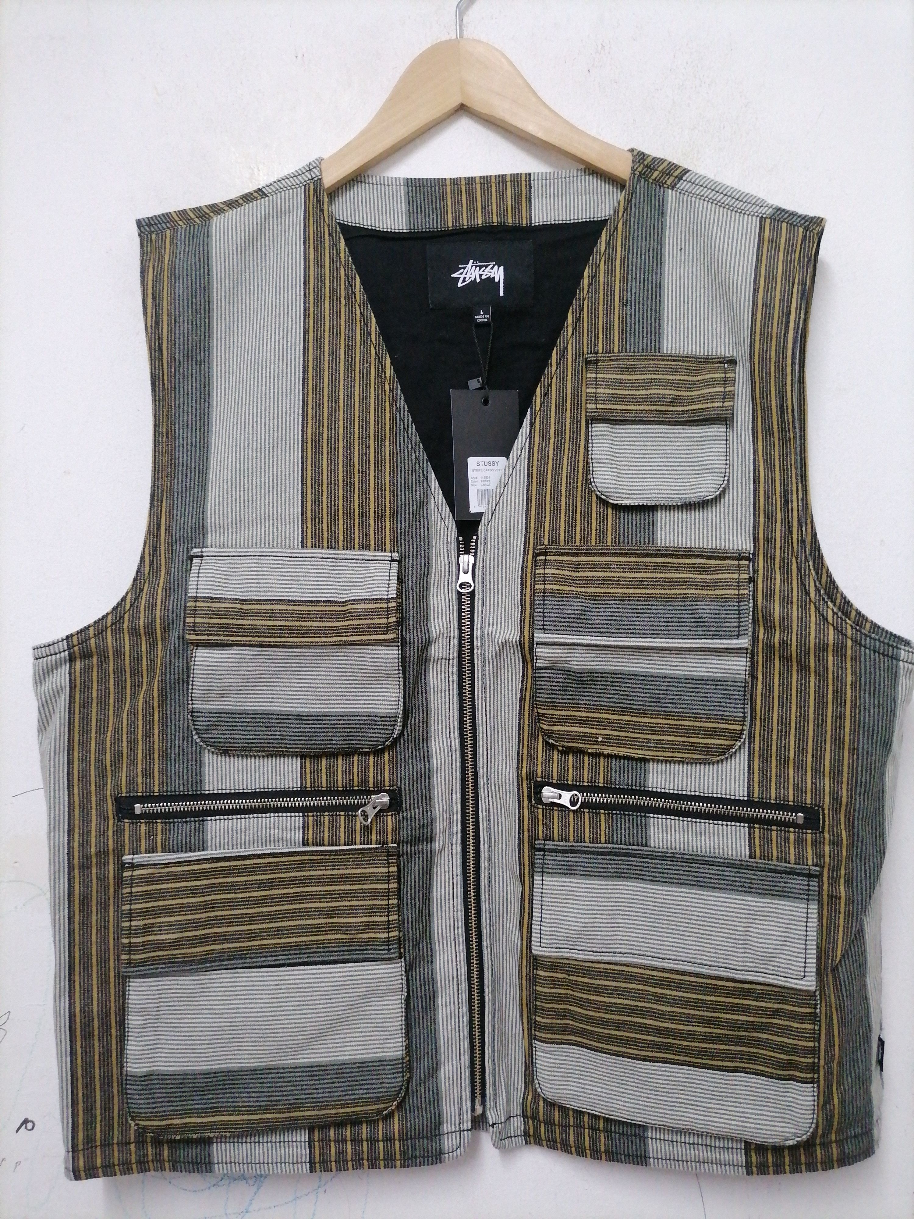 Stussy Stussy Striped Zip-Up Cargo Vest Size US L / EU 52-54 / 3 - 5 Thumbnail