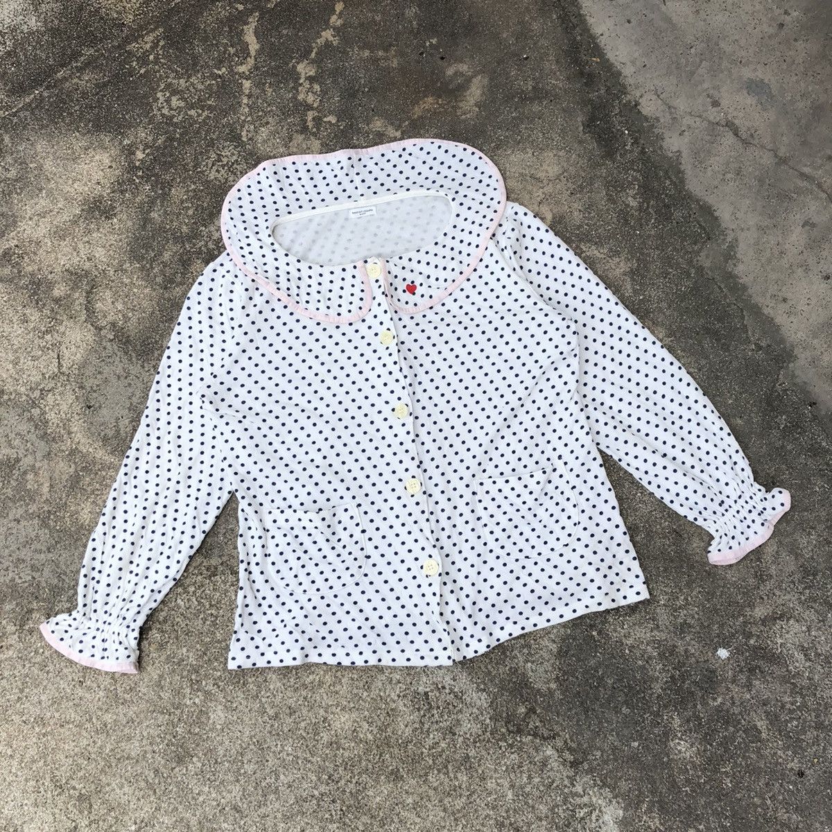Designer × Japanese Brand × Tsumori Chisato 🔥Rare🔥🇯🇵Tsumori Chisato Polcadot Crop Sleep Wear Button Shirt Size S / US 4 / IT 40 - 1 Thumbnail