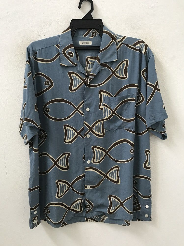 Japanese Brand ATTRIBIS Japan Fish Rayon Camp Collar Aloha Hawaiian Shirt Size US L / EU 52-54 / 3 - 1 Thumbnail