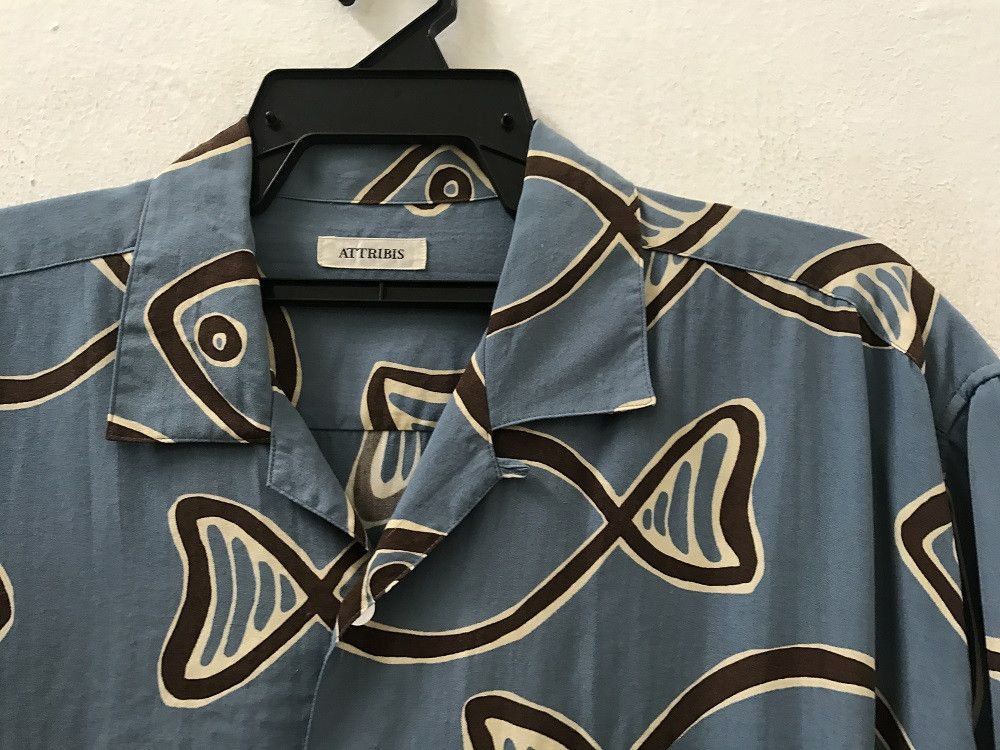 Japanese Brand ATTRIBIS Japan Fish Rayon Camp Collar Aloha Hawaiian Shirt Size US L / EU 52-54 / 3 - 6 Thumbnail