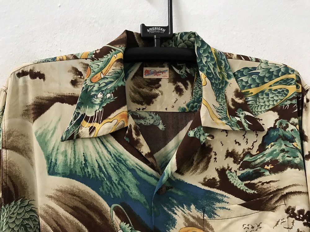 Japanese Brand SS Japan Big Dragon Mount Fuji Rayon Aloha Hawaiian Shirt Size US M / EU 48-50 / 2 - 10 Thumbnail