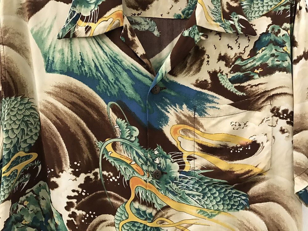 Japanese Brand SS Japan Big Dragon Mount Fuji Rayon Aloha Hawaiian Shirt Size US M / EU 48-50 / 2 - 9 Thumbnail