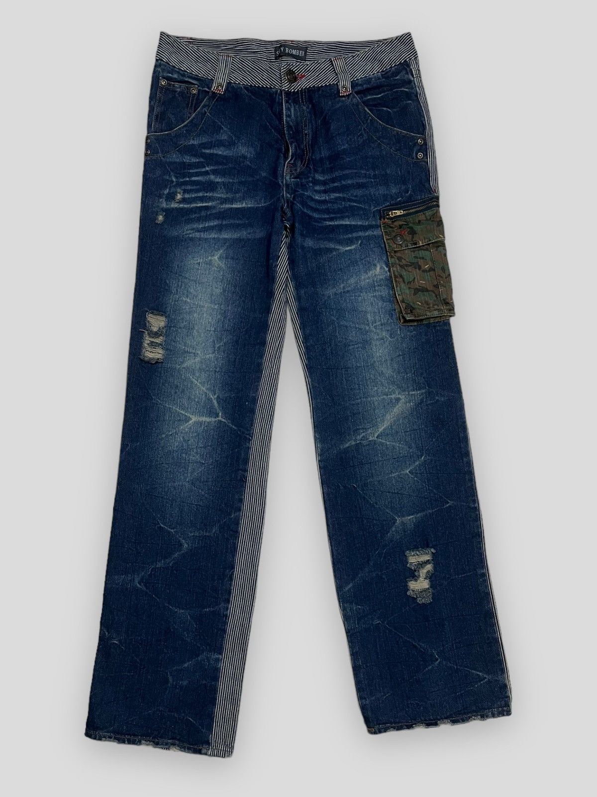image of Beauty Beast x Vintage Send Offervintage Japan 'sky Bomber' Hybrid Cargo Denim in Blue (Size 30)