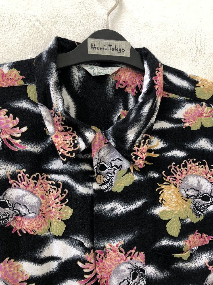 Japanese Brand 👉Japan Hawaiian Skull 💀 Flowers Rayon Hawaii Shirt Size US L / EU 52-54 / 3 - 3 Thumbnail