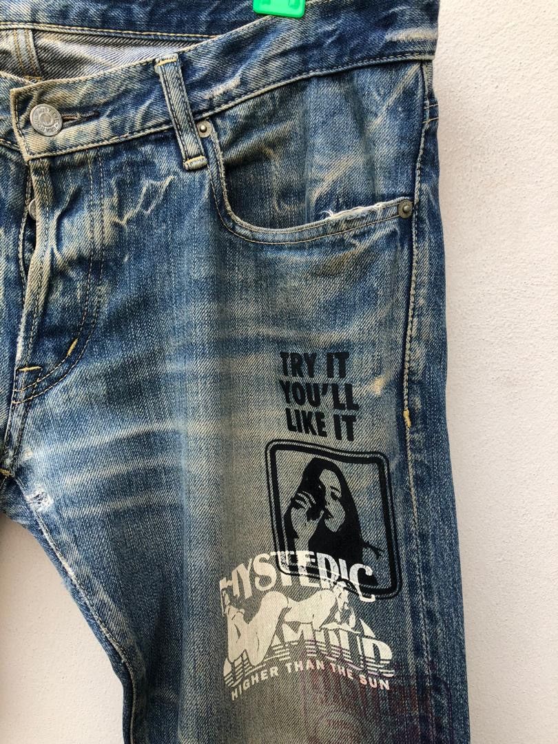 Hysteric Glamour × Vintage Vintage HG Japan Rips Distressed Selvedge Denim Jeans Size US 34 / EU 50 - 2 Thumbnail