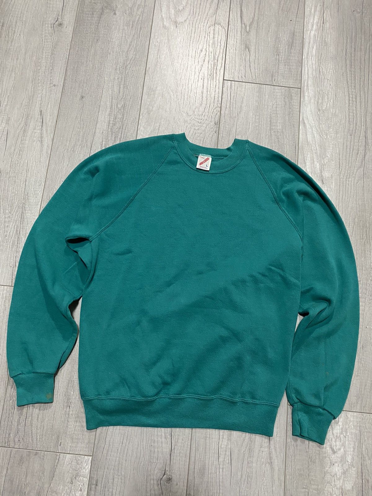 Vintage 80s 90s Jerzees Green Blank Crewneck Sweatshirt